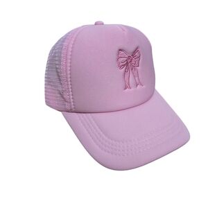 NEW Free Souls Pink Coquette Ribbon Bow Embroidered Trucker Hat